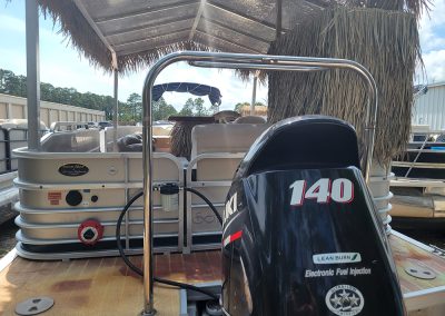 rear view - motor view of our Alabama Tiki Pontoon rentals in Orange Beach